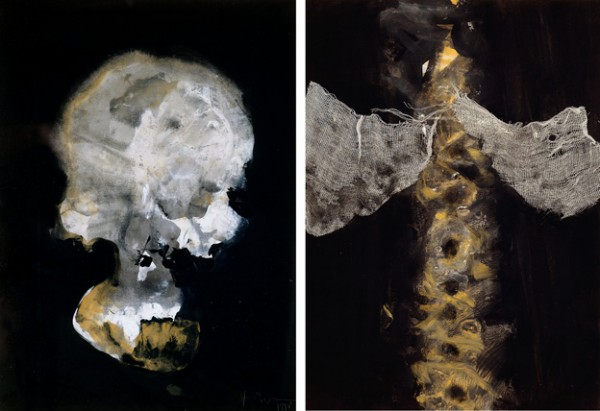 "Anatomía nº 1 Cráneo" y "Anatomía nº 16 Pulmones", 32,5 x 46 cm.